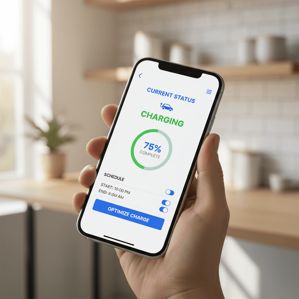Smart EV charging app on smartphone